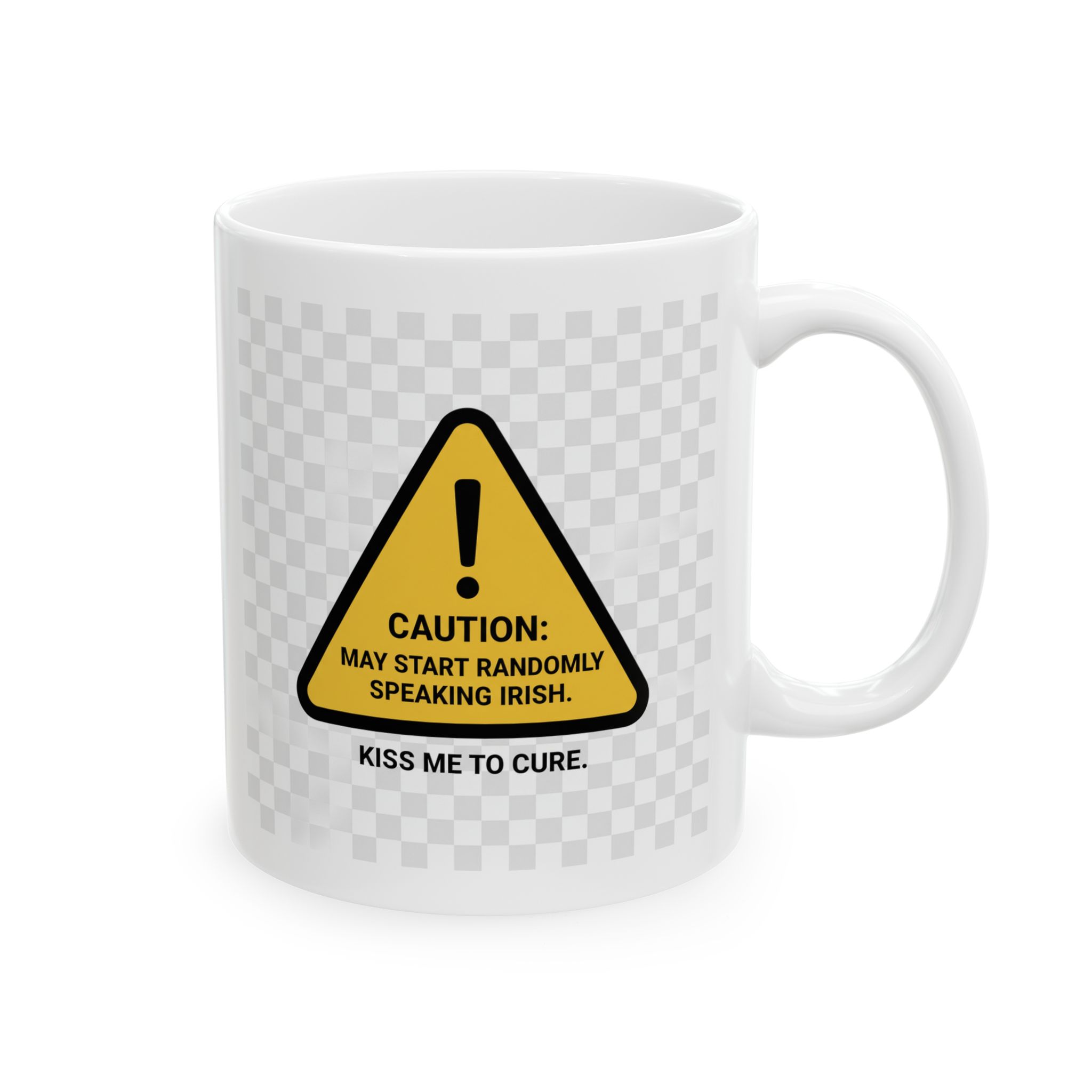 Warning Sign Coffee Mug — Funny Caution Triangle Ceramic Mug (11oz, 15oz)
